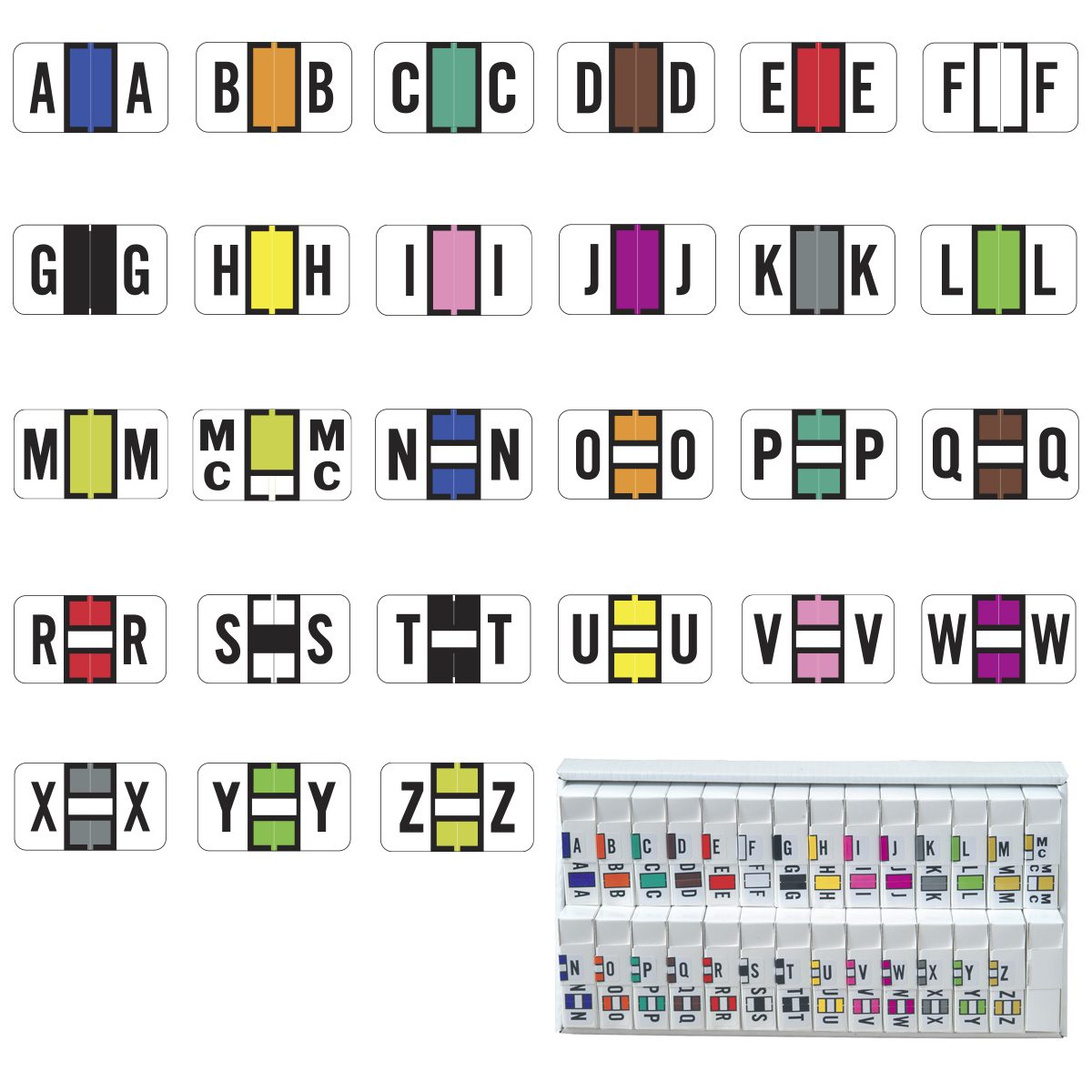 Jeter 0200 Compatible Alpha Labels, Letter “A-Z”plus Mc, Multiple Color ...