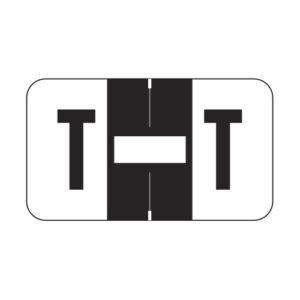 Jeter 0200 Compatible Alpha Labels, Letter "T", Black,  Laminated Stock, 15/16" X 1-5/8" Individual Letters - Roll of 500
