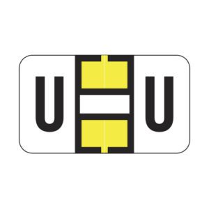 Jeter 0200 Compatible Alpha Labels, Letter "U", Yellow,  Laminated Stock, 15/16" X 1-5/8" Individual Letters - Roll of 500