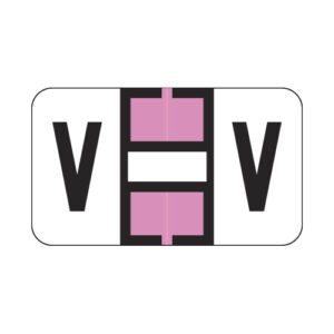 Jeter 0200 Compatible Alpha Labels, Letter "V", Pink,  Laminated Stock, 15/16" X 1-5/8" Individual Letters - Roll of 500