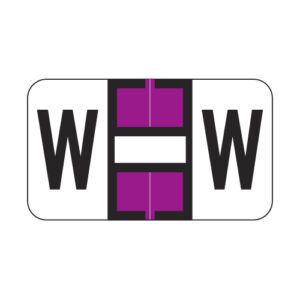 Jeter 0200 Compatible Alpha Labels, Letter "W", Purple,  Laminated Stock, 15/16" X 1-5/8" Individual Letters - Roll of 500