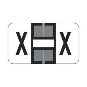 Jeter 0200 Compatible Alpha Labels, Letter "X", Gray,  Laminated Stock, 15/16" X 1-5/8" Individual Letters - Roll of 500