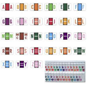 Jeter 5100 Compatible Alpha Labels, Letter "A-Z"plus Mc, Laminated Stock, 1-5/8" x 15/16", Individual Letters - 27 Rolls of 500 - Image 1