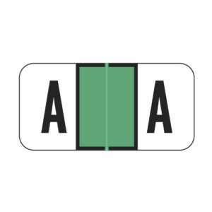 Jeter 2900 Compatible Alpha Labels, Letter "A", Moss Green,  Laminated Stock, 3/4" X 1-1/2" Individual Letters - Roll of 500 - Image 1