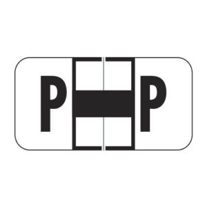Jeter 2900 Compatible Alpha Labels, Letter "P", White, Laminated Stock, 3/4" X 1-1/2" Individual Letters - Roll of 500 - Image 1