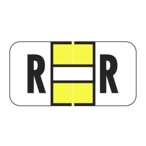 Jeter 2900 Compatible Alpha Labels, Letter "R", Yellow, Laminated Stock, 3/4" X 1-1/2" Individual Letters - Roll of 500 - Image 1