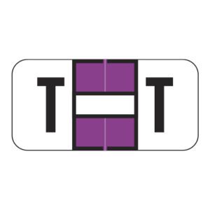 Jeter 2900 Compatible Alpha Labels, Letter "T", Purple,  Laminated Stock, 3/4" X 1-1/2" Individual Letters - Roll of 500 - Image 1