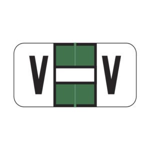 Jeter 2900 Compatible Alpha Labels, Letter "V", Dark Green,  Laminated Stock, 3/4" X 1-1/2" Individual Letters - Roll of 500 - Image 1