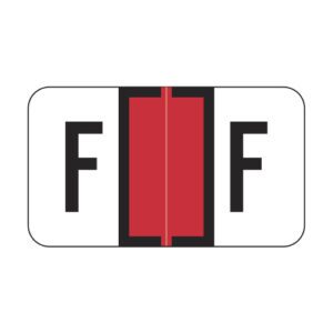 Jeter MAP Compatible Alpha Labels, Letter "F", Red, Laminated Stock, 15/16" X 1-5/8" Individual Letters - pack of 126 - Image 1