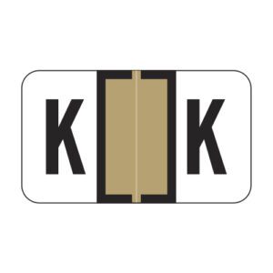 Jeter 7200 Compatible Alpha Labels, Letter "K",  Tan, Laminated Stock, 15/16" X 1-5/8" Individual Letters - Roll of 500 - Image 1