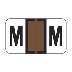 Jeter 7200 Compatible Alpha Labels, Letter "M",  Brown, Laminated Stock, 15/16" X 1-5/8" Individual Letters - Roll of 500 - Image 1