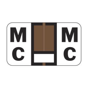 Jeter 7200 Compatible Alpha Labels, Letter "Mc",  Brown, Laminated Stock, 15/16" X 1-5/8" Individual Letters - Roll of 500
