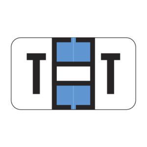 Jeter 7200 Compatible Alpha Labels, Letter "T", Light Blue, Laminated Stock, 15/16" X 1-5/8" Individual Letters - Roll of 500 - Image 1