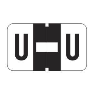 Jeter 7200 Compatible Alpha Labels, Letter "U", Black, Laminated Stock, 15/16" X 1-5/8" Individual Letters - Roll of 500 - Image 1