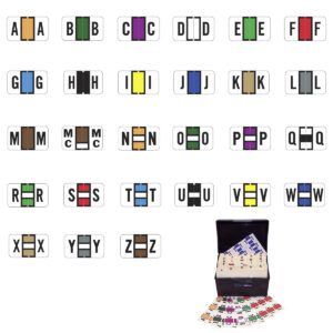 Jeter MAP Compatible Alpha Labels, Multiple Color, Laminated Stock, 15/16" X 1-5/8", Desk Set - File Box & Dividers - 1,494 labels - Image 1