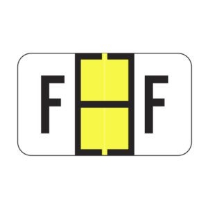 Jeter 5100 Compatible Alpha Labels, Letter "F", Yellow, Laminated Stock, 1-5/8" x 15/16", Individual Letters - Roll of 500 - Image 1