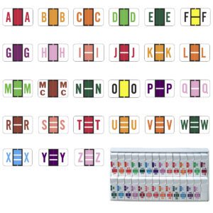 Jeter 5100 Compatible Alpha Labels, Multiple Color, Laminated Stock, 1-5/8" x 15/16", Individual Letters - 27 Rolls of 500 - Image 1