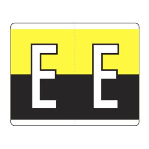 Kardex PSF-139 Compatible Alpha Labels, Letter "E", Yellow/Black, Laminated Stock, 1-1/4" x 1-1/2", Individual Letters - Roll of 500 - Image 1