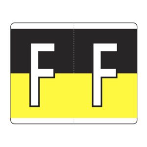 Kardex PSF-139 Compatible Alpha Labels, Letter "F", Yellow/Black, Laminated Stock, 1-1/4" x 1-1/2", Individual Letters - Roll of 500 - Image 1