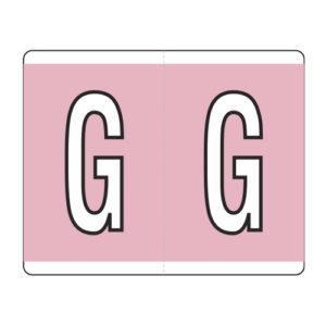 Kardex PSF-139 Compatible Alpha Labels, Letter "G", Pink, Laminated Stock, 1-1/4" x 1-1/2", Individual Letters - Roll of 500 - Image 1
