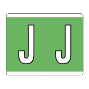 Kardex PSF-139 Compatible Alpha Labels, Letter "J", Green, Laminated Stock, 1-1/4" x 1-1/2", Individual Letters - Roll of 500 - Image 1