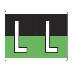 Kardex PSF-139 Compatible Alpha Labels, Letter "L", Green/Black, Laminated Stock, 1-1/4" x 1-1/2", Individual Letters - Roll of 500 - Image 1