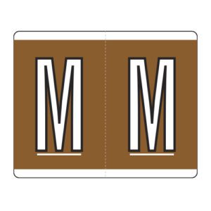 Kardex PSF-139 Compatible Alpha Labels, Letter "M", Brown, Laminated Stock, 1-1/4" x 1-1/2", Individual Letters - Roll of 500 - Image 1