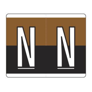 Kardex PSF-139 Compatible Alpha Labels, Letter "N", Brown/Black, Laminated Stock, 1-1/4" x 1-1/2", Individual Letters - Roll of 500 - Image 1