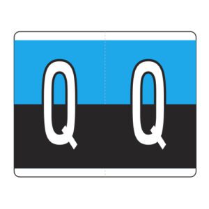 Kardex PSF-139 Compatible Alpha Labels, Letter "Q", Blue/Black, Laminated Stock, 1-1/4" x 1-1/2", Individual Letters - Roll of 500 - Image 1