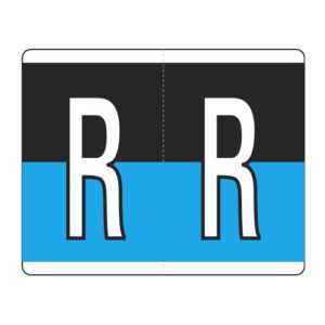 Kardex PSF-139 Compatible Alpha Labels, Letter "R", Blue/Black, Laminated Stock, 1-1/4" x 1-1/2", Individual Letters - Roll of 500 - Image 1