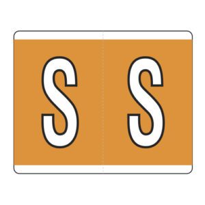 Kardex PSF-139 Compatible Alpha Labels, Letter "S", Orange, Laminated Stock, 1-1/4" x 1-1/2", Individual Letters - Roll of 500 - Image 1