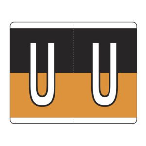 Kardex PSF-139 Compatible Alpha Labels, Letter "U", Orange/Black, Laminated Stock, 1-1/4" x 1-1/2", Individual Letters - Roll of 500 - Image 1