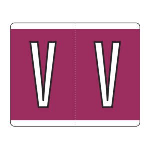 Kardex PSF-139 Compatible Alpha Labels, Letter "V", Dark Pink, Laminated Stock, 1-1/4" x 1-1/2", Individual Letters - Roll of 500 - Image 1