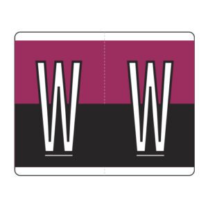 Kardex PSF-139 Compatible Alpha Labels, Letter "W", Dark Pink/Black, Laminated Stock, 1-1/4" x 1-1/2", Individual Letters - Roll of 500 - Image 1