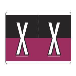 Kardex PSF-139 Compatible Alpha Labels, Letter "X", Dark Pink/Black, Laminated Stock, 1-1/4" x 1-1/2", Individual Letters - Roll of 500 - Image 1