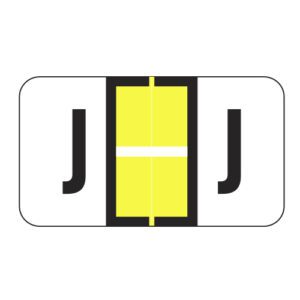 POS Compatible Alpha Ringbook Sheets, Letter "J", Yellow, Laminated Stock, 15/16" X 1-5/8" Individual Letters - Roll of 240 - Image 1