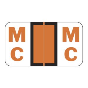 POS Compatible Alpha Ringbook Sheets, Letter "Mc", Orange, Laminated Stock, 15/16" X 1-5/8" Individual Letters - Roll of 240 - Image 1