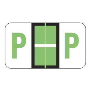 POS Compatible Alpha Ringbook Sheets, Letter "P", Light Green, Laminated Stock, 15/16" X 1-5/8" Individual Letters - Roll of 240 - Image 1