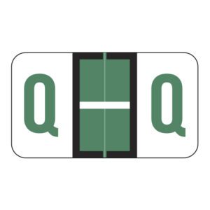 POS Compatible Alpha Ringbook Sheets, Letter "Q", Dark Green, Laminated Stock, 15/16" X 1-5/8" Individual Letters - Roll of 240 - Image 1