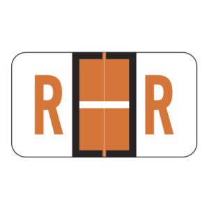 POS Compatible Alpha Ringbook Sheets, Letter "R", Orange, Laminated Stock, 15/16" X 1-5/8" Individual Letters - Roll of 240 - Image 1
