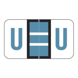 POS Compatible Alpha Ringbook Sheets, Letter "U", Blue, Laminated Stock, 15/16" X 1-5/8" Individual Letters - Roll of 240 - Image 1
