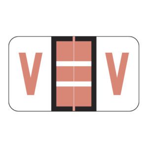 POS Compatible Alpha Ringbook Sheets, Letter "V", Pink, Laminated Stock, 15/16" X 1-5/8" Individual Letters - Roll of 240 - Image 1