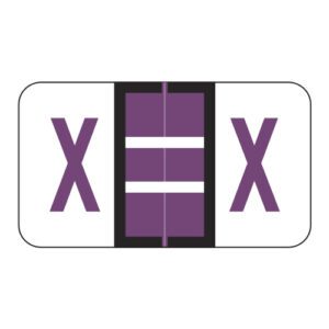 POS Compatible Alpha Ringbook Sheets, Letter "X", Purple, Laminated Stock, 15/16" X 1-5/8" Individual Letters - Roll of 240 - Image 1