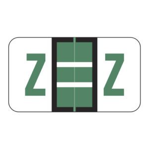 POS Compatible Alpha Ringbook Sheets, Letter "Z", Dark Green, Laminated Stock, 15/16" X 1-5/8" Individual Letters - Roll of 240 - Image 1