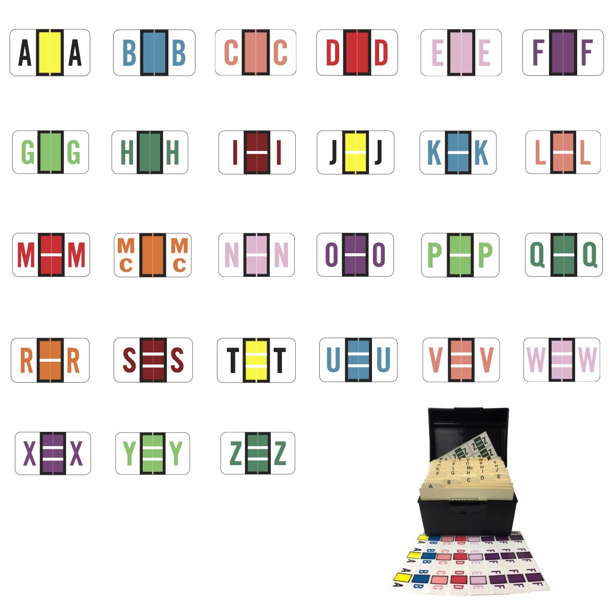 POS Compatible Alpha Labels, Includes File Box with Indexes Letter “A-Z ...