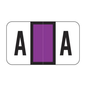 POS Compatible Alpha Ringbook Sheets, Letter "A", Purple, Laminated Stock, 15/16" X 1-5/8" Individual Letters - Roll of 240 - Image 1