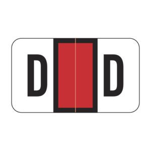POS Compatible Alpha Ringbook Sheets, Letter "D", Red, Laminated Stock, 15/16" X 1-5/8" Individual Letters - Roll of 240 - Image 1