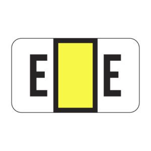 POS Compatible Alpha Ringbook Sheets, Letter "E", Yellow, Laminated Stock, 15/16" X 1-5/8" Individual Letters - Roll of 240 - Image 1
