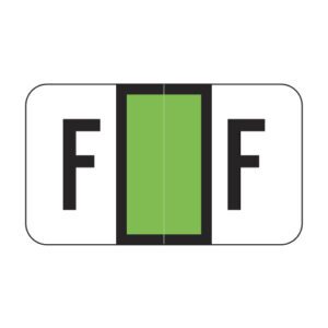 POS Compatible Alpha Ringbook Sheets, Letter "F", Light Green, Laminated Stock, 15/16" X 1-5/8" Individual Letters - Roll of 240 - Image 1