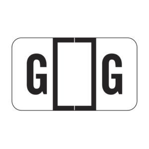 POS Compatible Alpha Ringbook Sheets, Letter "G", White, Laminated Stock, 15/16" X 1-5/8" Individual Letters - Roll of 240 - Image 1